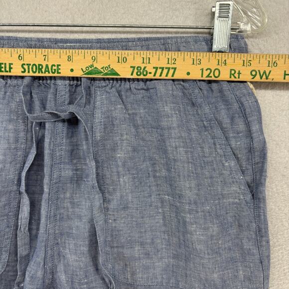 C&C CALIFORNIA Shorts S 100% Linen Chambray Elastic Waist Coastal Boho Blue NEW - Picture 11 of 16